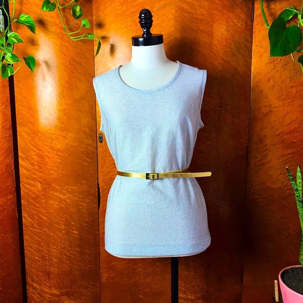 1960’s 60s 60’s METALLIC SILVER Vintage Top M L